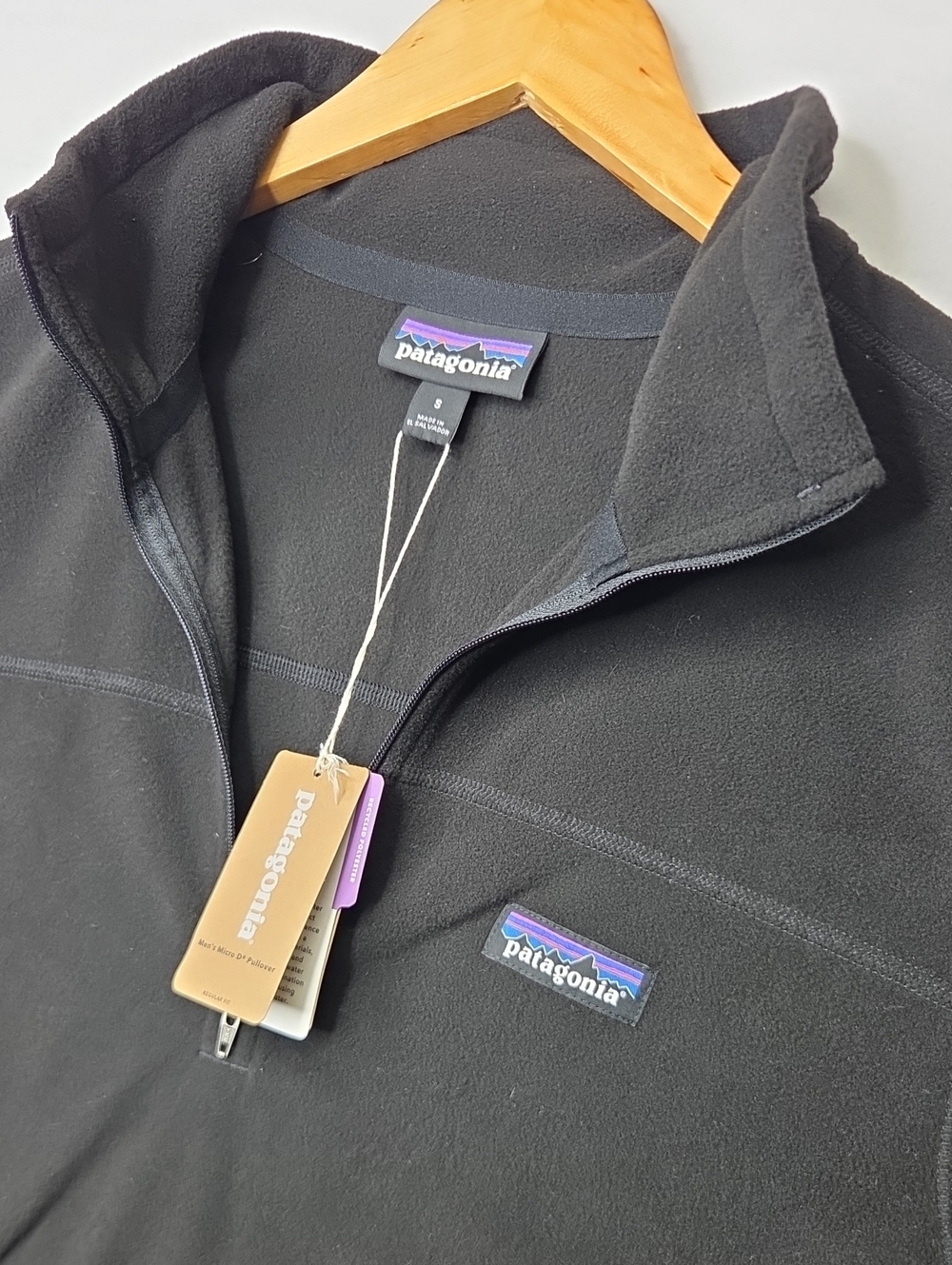 Patagonia Men's Micro D 1/4 Zip Fleece Pullover Black NWT
